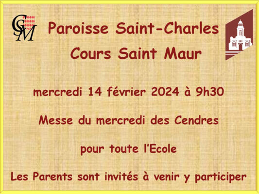 Messe des Cendres Cours St Maur